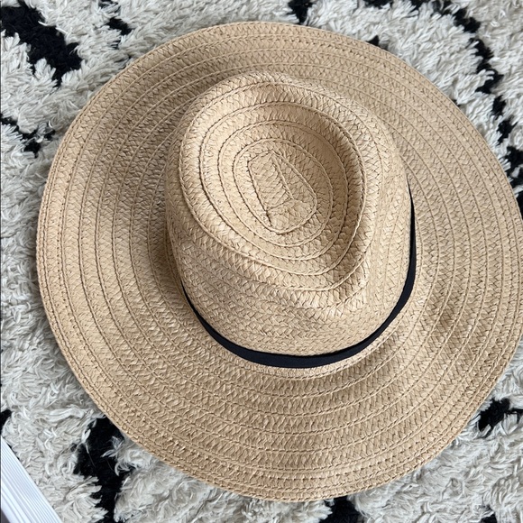 🪅New Madewell Neutral Packable Braided Straw Hat w Removable Black Band M/L nwt - Picture 3 of 7